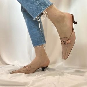 COUTURE DONALD J PLINER pink leather kitten-heeled mules with semi-pointed toes